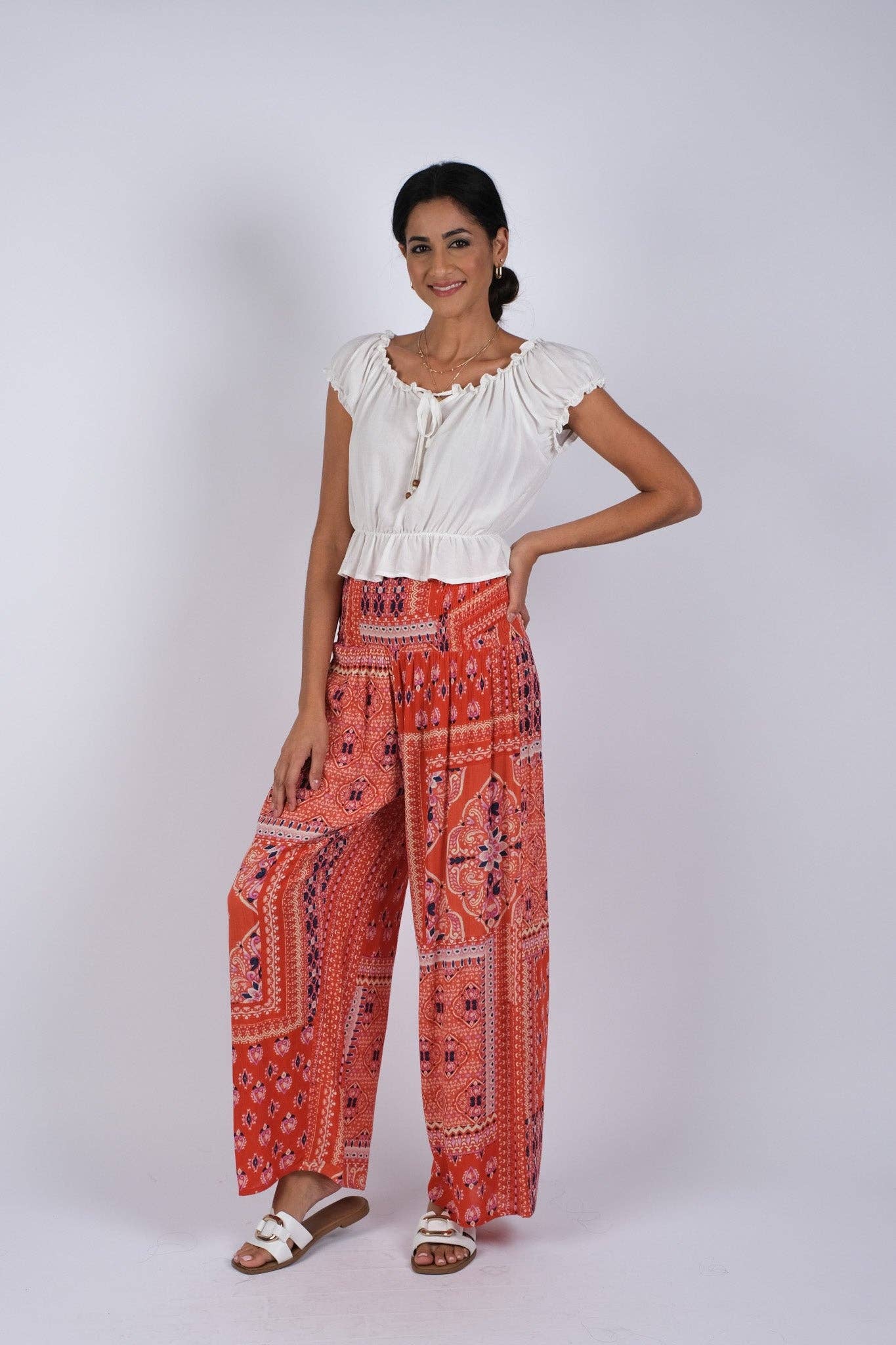 Red Wanderlust Blockprint Hippie Pants boho clothing, festival outfit, hippie style apparel | Elevated Hippie