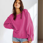 Lovesoft Oversized Crew Neck Casual Knit Sweatshirt Top boho clothing, festival outfit, hippie style apparel | Elevated Hippie