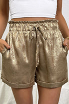 Metallic Flippy Drawstring Shorts boho clothing, festival outfit, hippie style apparel | Elevated Hippie