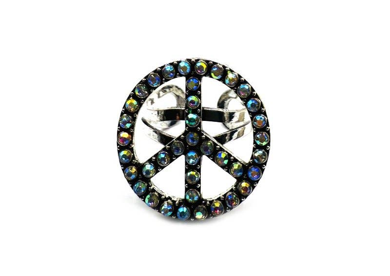 Western Stone Bubble Peace Sign Cuff Ring boho clothing, festival outfit, hippie style apparel | Elevated Hippie