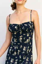 Dancing Moon Front Tie Slit Sleeveless Maxi Boho Floral Sleeveless Maxi Dress – Adjustable Straps, Side Slits, Lined – Summer Dress - The Elevated Hippie