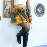 Patchwork Flowy Mini Skirt with Pockets