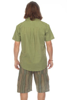 Cotton Slub Button Down Mens Short Sleeve Shirt boho clothing, festival outfit, hippie style apparel | Elevated Hippie