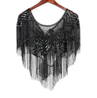 8859 - Black Beaded Shawl, Chevron Pattern boho clothing, festival outfit, hippie style apparel | Elevated Hippie