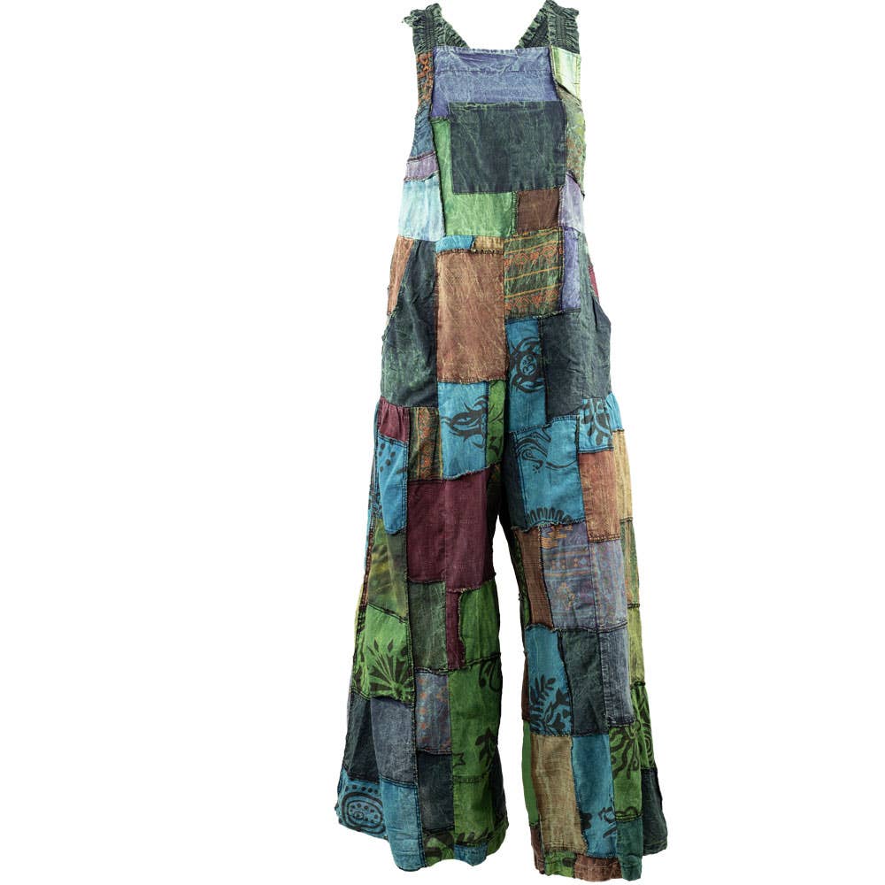 PATCHWORK FLARE JUMPSUIT--ASSORTED COLORS boho clothing, festival outfit, hippie style apparel | Elevated Hippie