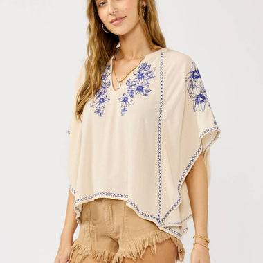 Sun-Kissed Embroidered Crinkle Gauze Top - The Elevated Hippie