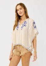 Sun-Kissed Embroidered Crinkle Gauze Top - The Elevated Hippie