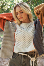 Multi Fabric Color Block Sweater - The Elevated Hippie