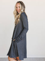 Jake Long Sleeve Crewneck Dress - Charcoal - The Elevated Hippie
