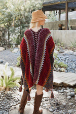Western Colorful Crochet Patterned Ruana