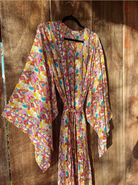 Rainbow Hippie Boho Psychedelic Kimono, Duster Robe boho clothing, festival outfit, hippie style apparel | Elevated Hippie