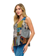Boho Patchwork Button up Top boho clothing, festival outfit, hippie style apparel | Elevated Hippie