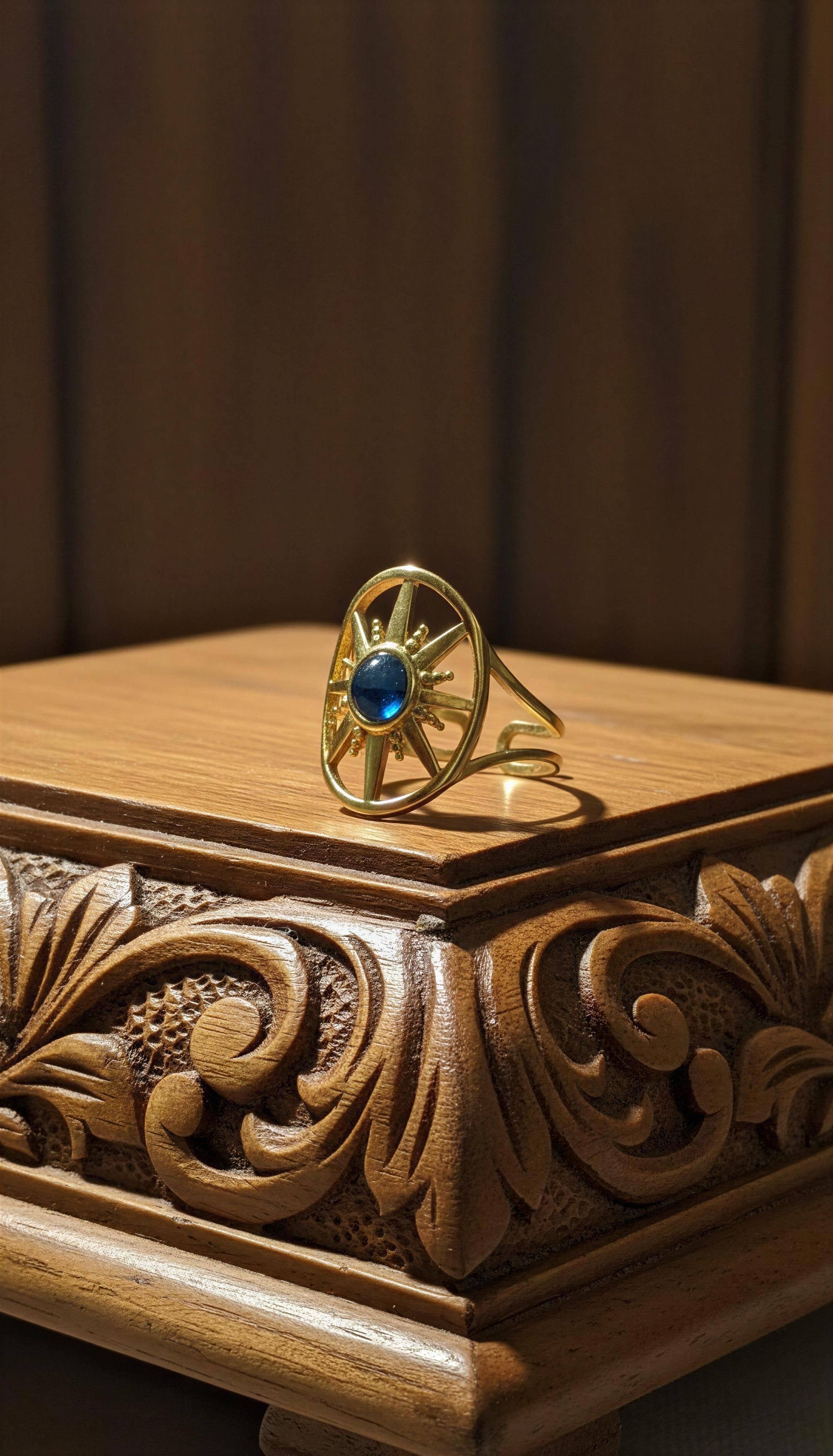 Celestial Compass Adjustable Ring – Sapphire Blue boho clothing, festival outfit, hippie style apparel | Elevated Hippie