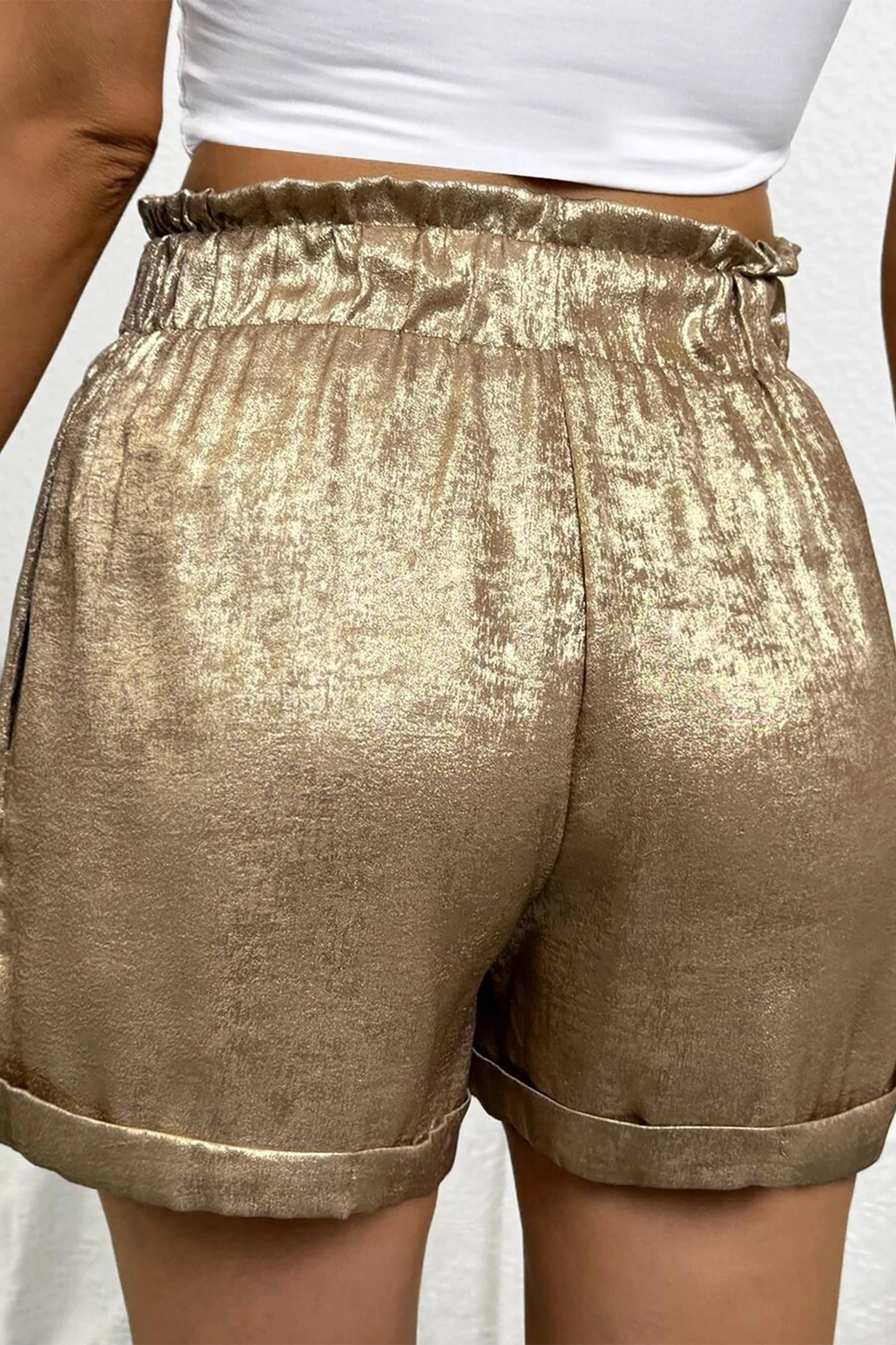 Metallic Flippy Drawstring Shorts boho clothing, festival outfit, hippie style apparel | Elevated Hippie