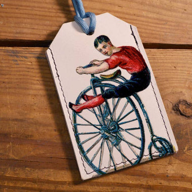Penny Farthing - Leather Luggage Tag - The Elevated Hippie