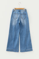 Dusk Blue Piping Seam Flare Leg Pocket Jeans