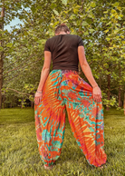 Flowy Hippie Tie Dye Pants Earthy + Colorful Baggy Yoga Pant boho clothing, festival outfit, hippie style apparel | Elevated Hippie