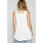 Round neck floral lace solid sleeveless tunic - The Elevated Hippie