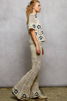 Star Motifs Flared Hem Straight Fit Crochet Pants boho clothing, festival outfit, hippie style apparel | Elevated Hippie