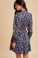ZIPPERED FLORAL MINI DRESS