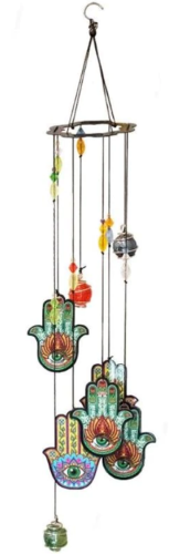 Hamsa Hand & Evil Eye Wind Chime – Boho Protection Hanging Decor boho clothing, festival outfit, hippie style apparel | Elevated Hippie