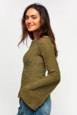 BELL BOTTOM LONG SLEEVE FLORAL JACQUARD KNIT TOP - The Elevated Hippie