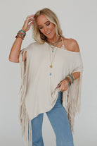 Western Showstopper Fringe Top - Oat boho clothing, festival outfit, hippie style apparel | Elevated Hippie