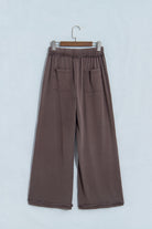 Coffee Mineral Wash Flare Leg Drawstring Pants