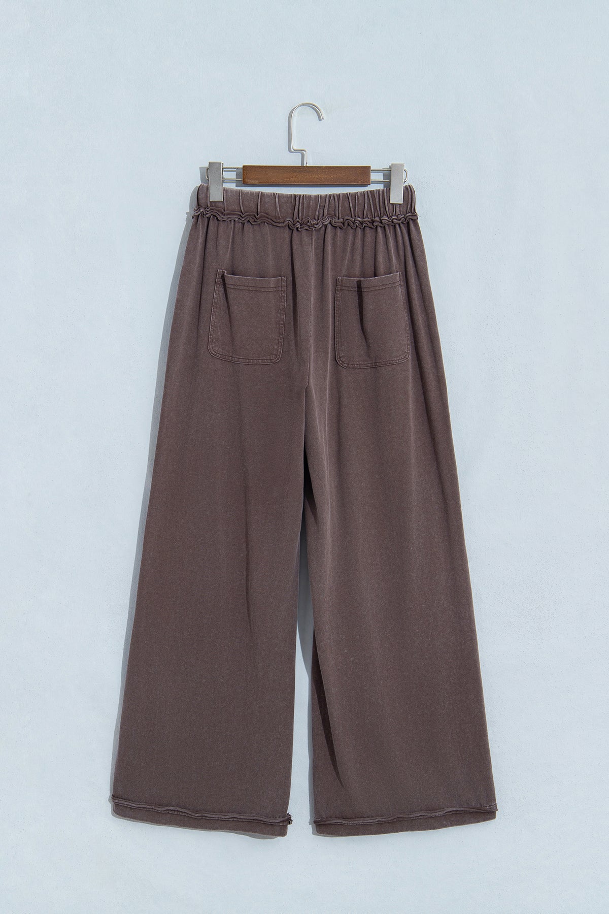 Coffee Mineral Wash Flare Leg Drawstring Pants