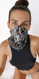 Robo Meltdown Black Holographic Flame Sexy Necksie Face Covering boho clothing, festival outfit, hippie style apparel | Elevated Hippie