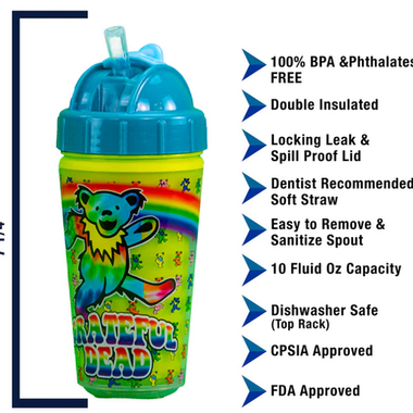 Grateful Dead Dancing Bear Rainbow Straw Sippy Cup - The Elevated Hippie
