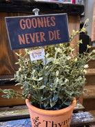 Thyme & Tile "Goonies Never Die" Ceramic Tile Sign | 8" Retro Pop Culture Decor boho clothing, festival outfit, hippie style apparel | Elevated Hippie