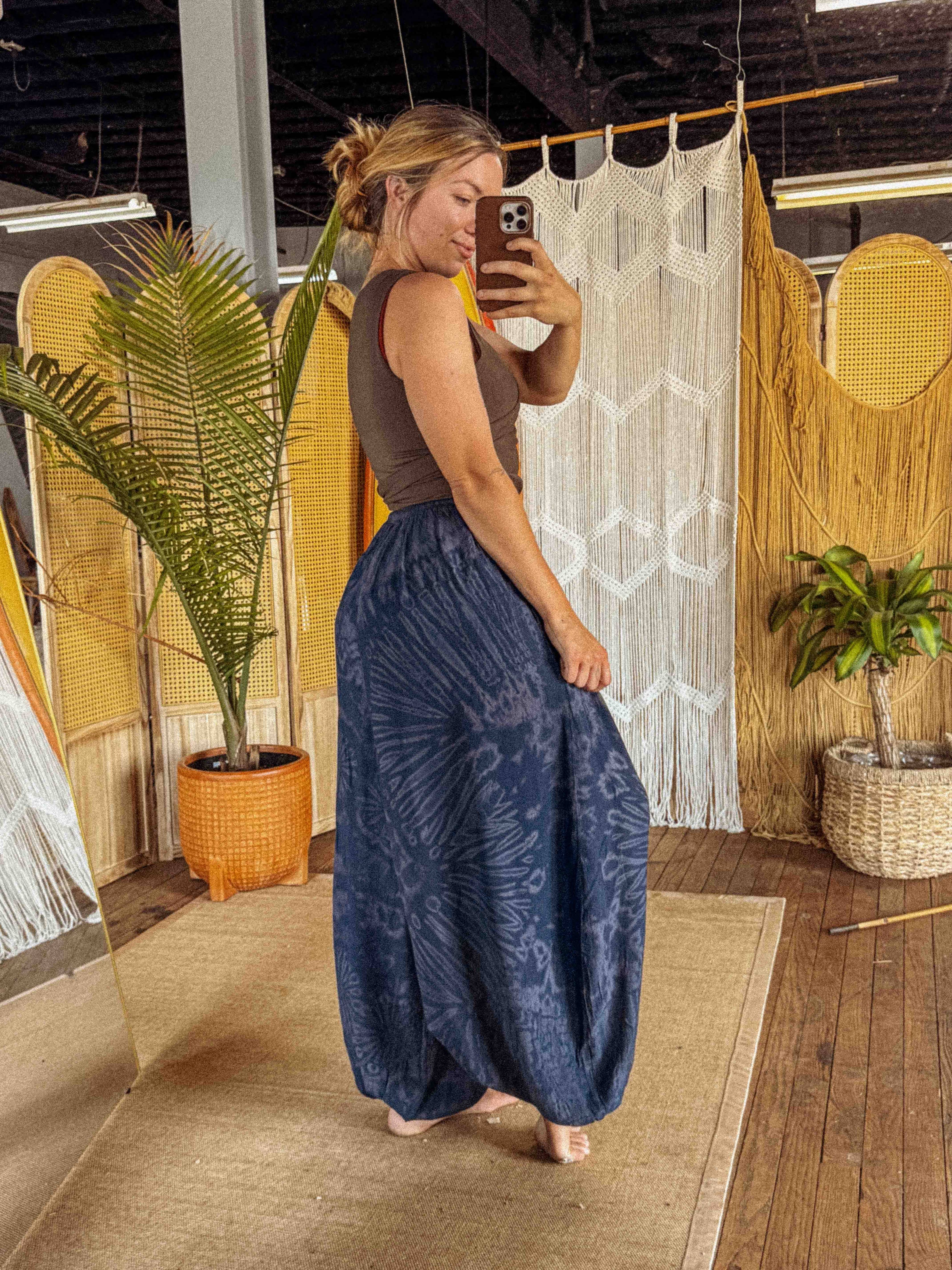 Flowy Hippie Tie Dye Pants Earthy + Colorful Baggy Yoga Pant boho clothing, festival outfit, hippie style apparel | Elevated Hippie