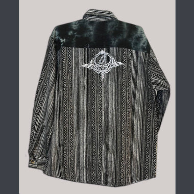 Heavy Brushed Cotton Stripe Long Sleeve Shirt w/ embroidery - The Elevated Hippie