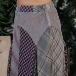 Boho Bias-Cut Skirt in Plaid Print & Stripe, Mixed Media  - The Elevated Hippie