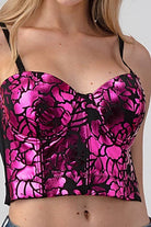 Metallic Shine Floral Printed Crop Top boho clothing, festival outfit, hippie style apparel | Elevated Hippie
