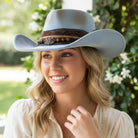 Distressed Fabric Band Rustic Cowgirl Fedora Hat boho clothing, festival outfit, hippie style apparel | Elevated Hippie