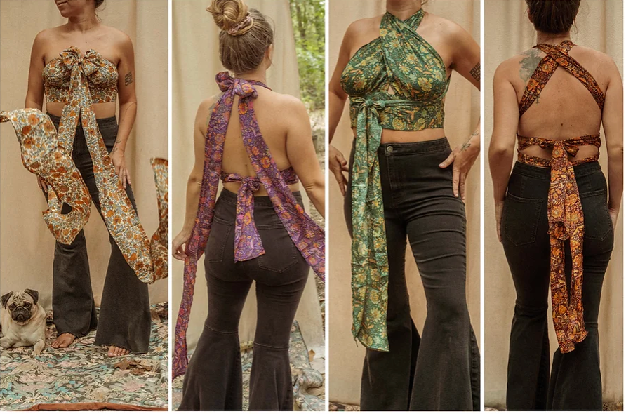 Multi-way Hippie Boho Wrap Halter Tie Top boho clothing, festival outfit, hippie style apparel | Elevated Hippie