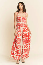 RETRO GEO FLORAL POSITION PRINTED KNIT JUMPSUIT - The Elevated Hippie