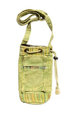 Cotton Crossbody Bottle Water Bag , Olive Green - The Elevated Hippie