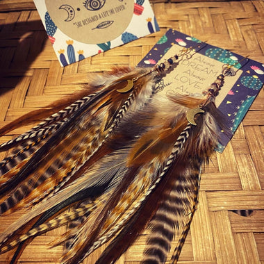 She's A Babe Moon Crystal Feather Boho Festival Earrings