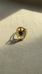 Celestial Compass Adjustable Ring – Sapphire Blue boho clothing, festival outfit, hippie style apparel | Elevated Hippie