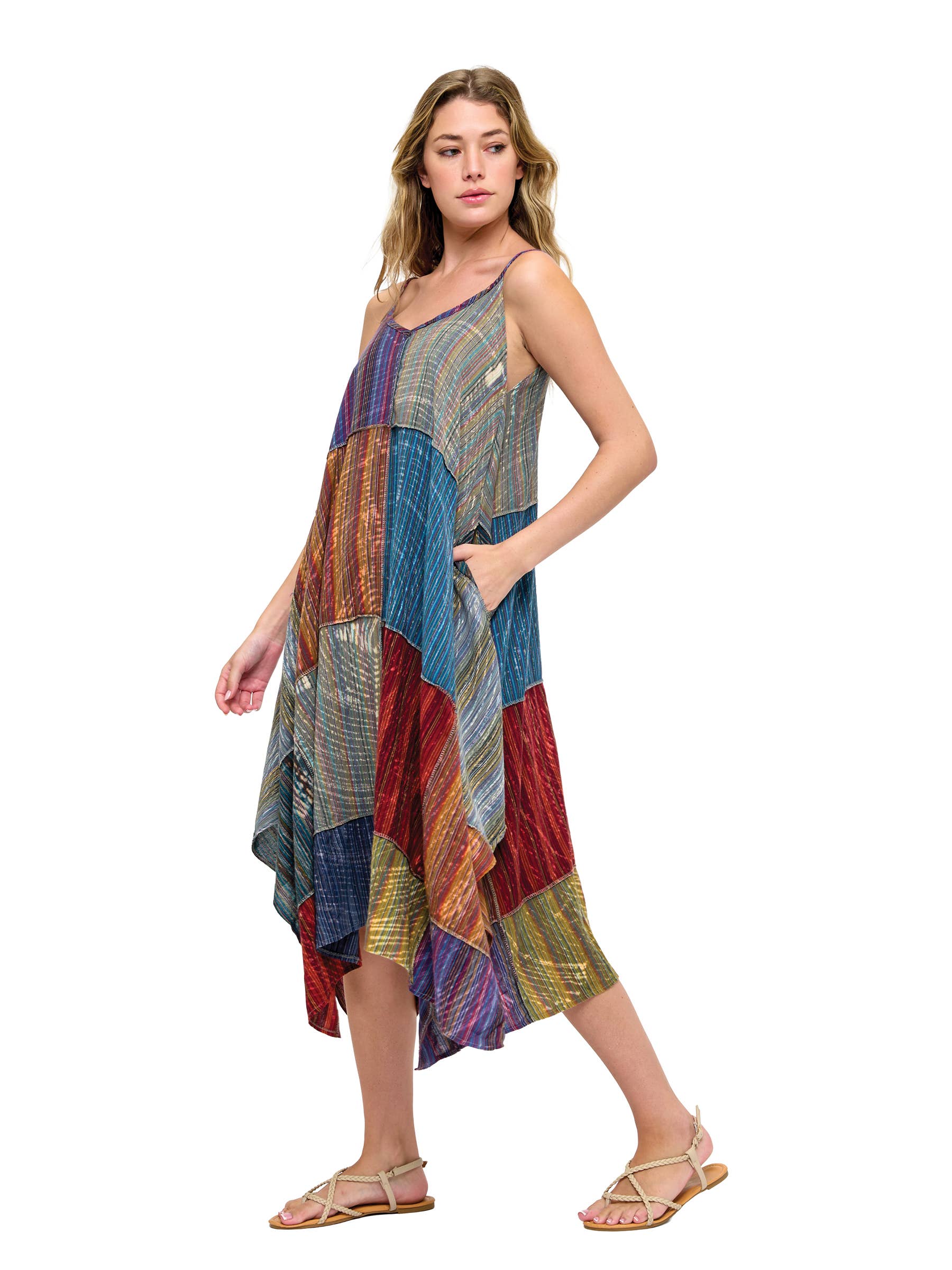 Gypsy Vintage Washed Patchwork Dress boho clothing, festival outfit, hippie style apparel | Elevated Hippie