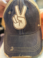 Peace Fingers Distressed Headmost Brand Cap - The Elevated Hippie
