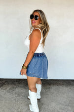 DENIM & PEARLS SKORT - The Elevated Hippie