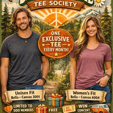 Elevated Hippie Tee Society Membership – Monthly Limited Edition T-Shirt + Free Gift – $32/Month