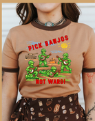 Camel Brown Contrast Neckline Sleeve Cropped Waist Length Top- Pick Banjos boho clothing, festival outfit, hippie style apparel | Elevated Hippie