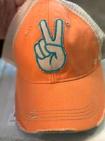 Peace Fingers Distressed Headmost Brand Cap - The Elevated Hippie