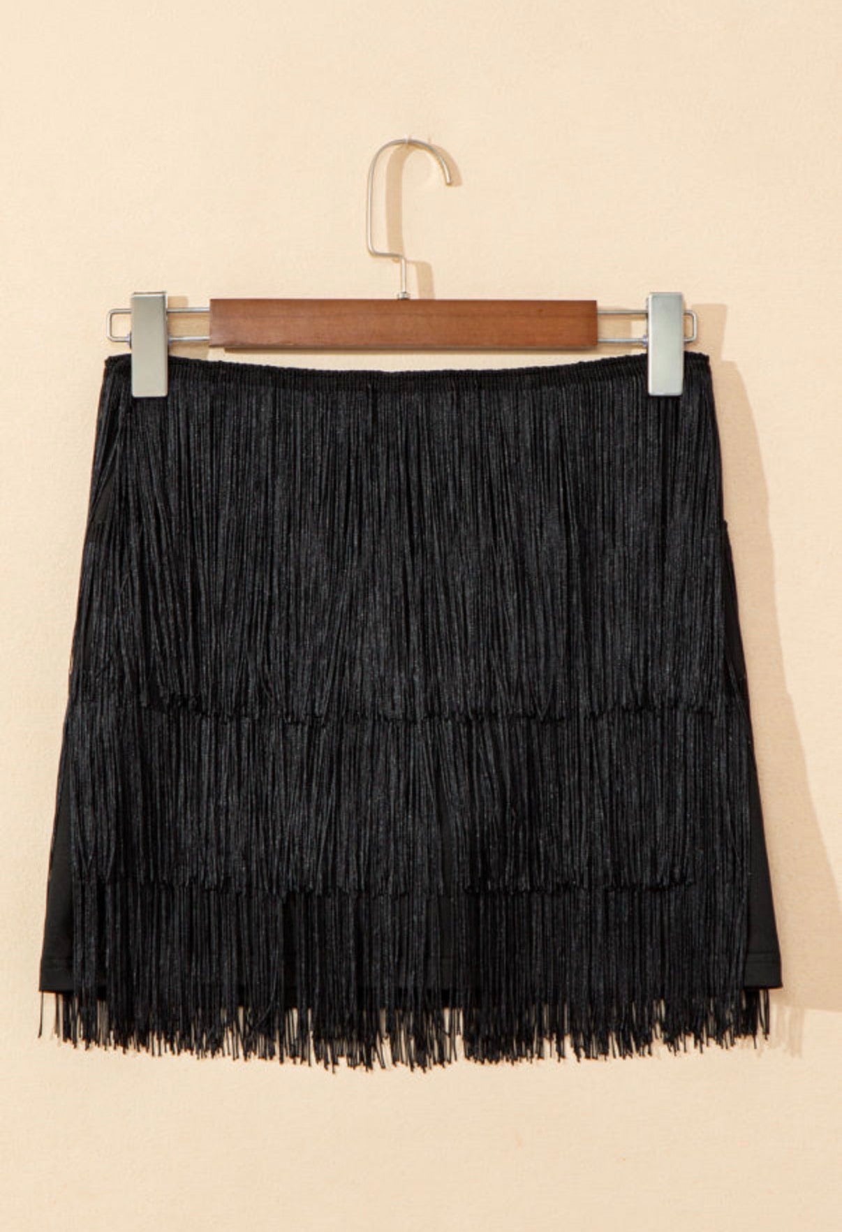 Black Tiered Fringe Mini Skirt – Boho Western Tassel Skort boho clothing, festival outfit, hippie style apparel | Elevated Hippie