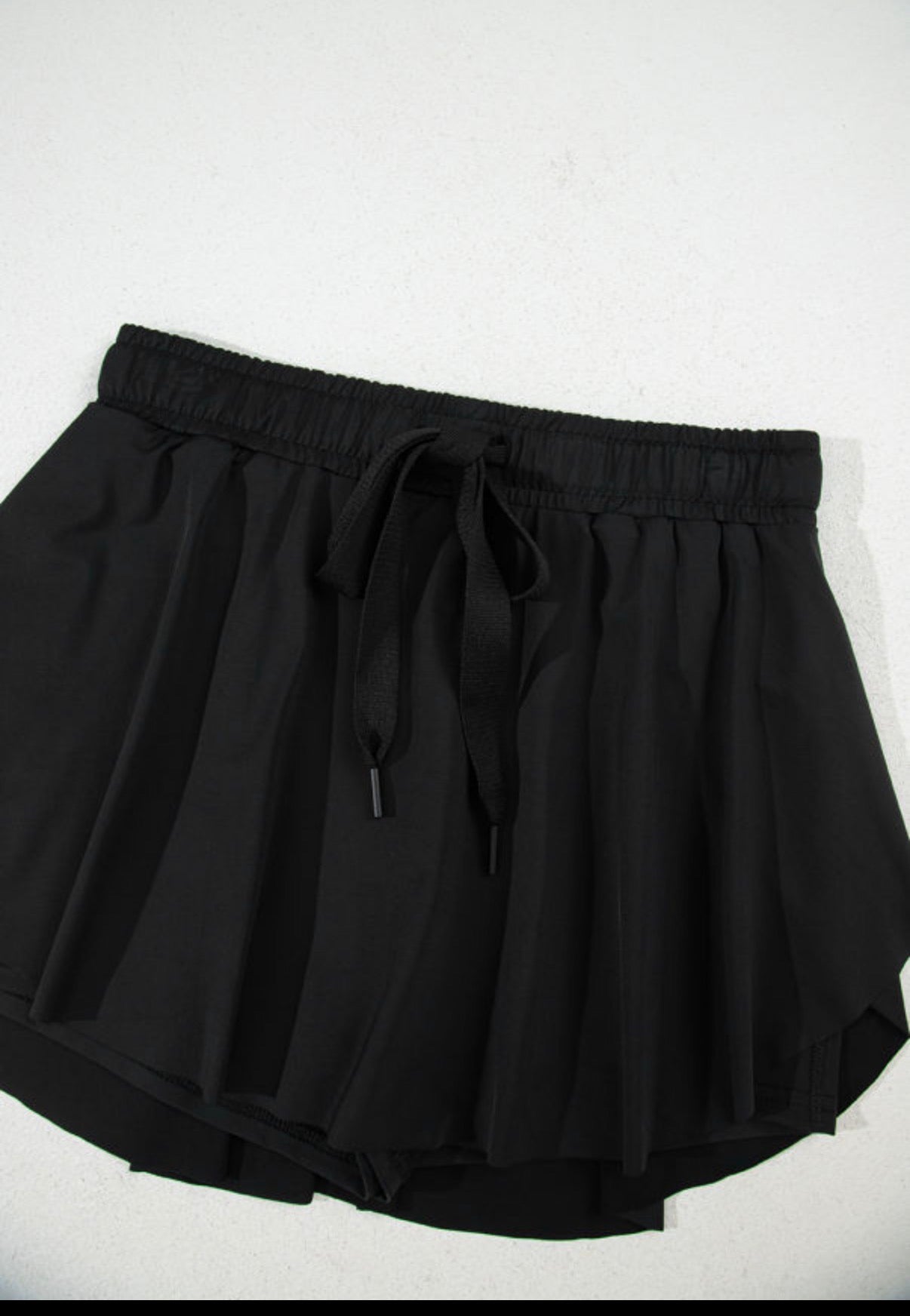 Black High Waist Athletic Skort with Drawstring Shorts boho clothing, festival outfit, hippie style apparel | Elevated Hippie